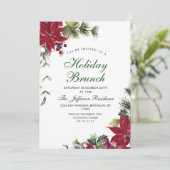 Invitation Festive Rouge Poinsettia Noël Brunch (Debout devant)