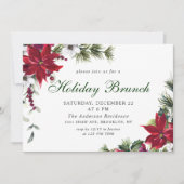 Invitation Festive Rouge Poinsettia Noël Brunch (Devant)