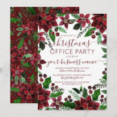 Invitation Festive Rouge Vert Floral Ivy Entreprise Noël (Devant / Derrière)