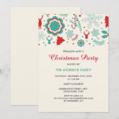 Invitation festive rouge vert pour la fête de Noël (Devant / Derrière)