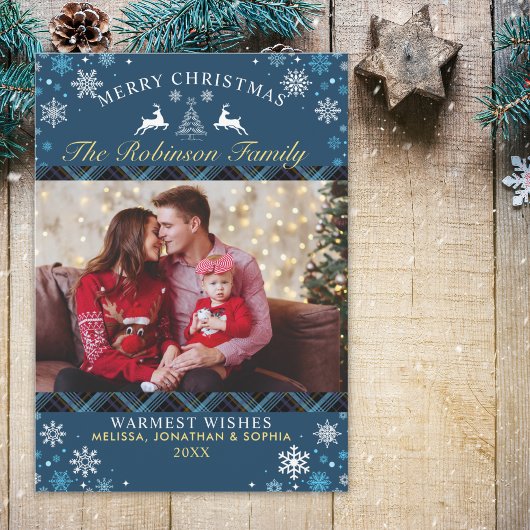 Invitation Festive Rustic Tartan Christmas Photo