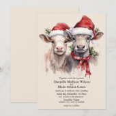 Invitation Festive Santa Hat Cow Calves Christmas Wedding  (Devant / Derrière)