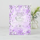 Invitation Festive Silver Purple Glam Élégant Mariage d'hiver (Debout devant)