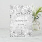 Invitation Festive Sparkle Silver Winter Wedding Détails Cart (Debout devant)