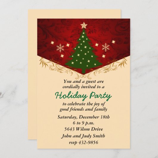 Invitation Festive Sparkling Tree (Devant / Derrière)