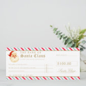Invitation Festive Stripe Santa Cheque Gift Voucher Card (Debout devant)