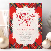 Invitation Festive Tartan Plaid Red Christmas Party