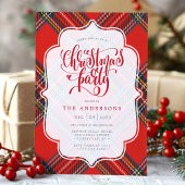 Invitation Festive Tartan Plaid Red Christmas Party