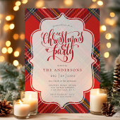 Invitation Festive Tartan Plaid Red Christmas Party