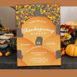 Invitation Festive Terrazzo Citrouille Thanksgiving Dîner