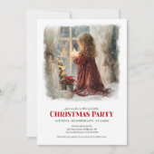 Invitation Festive Victorian Little Girl Awaiting Santa (Devant)