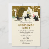 Invitation Festive Vintage Victorian Gold Christmas Party (Devant)