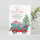 Invitation Festive Watercolor Christmas Gift Exchange Party  (Debout devant)