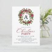 Invitation Festive Watercolor Christmas Holly Wreath Party (Debout devant)