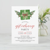 Invitation Festive Watercolor Gift Exchange Christmas Party (Debout devant)