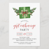 Invitation Festive Watercolor Gift Exchange Christmas Party (Devant)