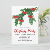 Invitation Festive Watercolor Greenery Red Bow Christmas (Debout devant)
