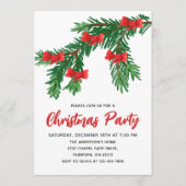 Invitation Festive Watercolor Greenery Red Bow Christmas (Devant)