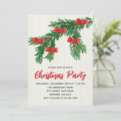 Invitation Festive Watercolor Greenery Red Bow Christmas (Debout devant)