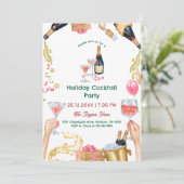 Invitation Festive Watercolor Holiday Cocktail Party (Debout devant)