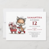 Invitation Festive whimsical fox animals print kids birthday (Devant)