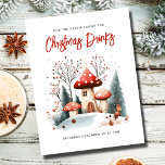 Invitation Festive Winter Woodland Christmas<br><div class="desc">Invitation de la carte postale Festive Winter Wonderland Christmas. Pour le couple ou la famille qui organise une fête de Noël. Le design comporte une jolie aquarelle paysage boisé d'hiver. Facilement personnalisable à l'avant et à l'arrière avec votre choix de texte.</div>