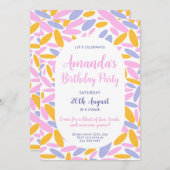 Invitation Festivité florale brillante Anniversaire (Devant / Derrière)