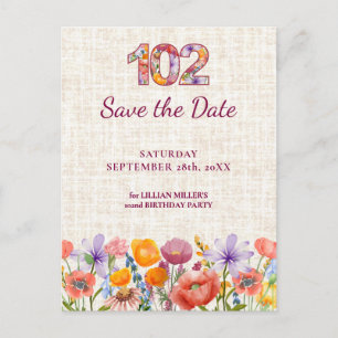 Invitation fête 102e anniversaire - Fleur sauvage