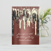 Invitation Fête 16ème Brown Brown Paillettes Gouttes (Debout devant)