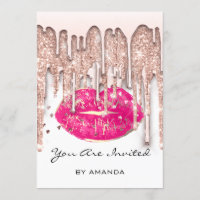 Fête 16ème Rouge Baiser Lèvres Rose Paillettes Bla