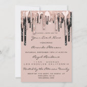 Invitation Fête 16ème Rouge Baiser Lèvres Rose Paillettes Gou (Dos)