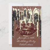 Invitation Fête 16th Lips Embrasse Brown Parties scintillant  (Devant)