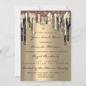 Invitation Fête 16th Lips Kiss Brown Red Parties scintillant  (Dos)