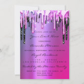 Invitation Fête 16th Lips Kiss noir rose Parties scintillant (Dos)