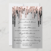 Invitation Fête 16th Red Lips Kiss Rose Parties scintillant D (Dos)