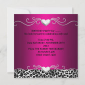 Invitation Fête 21e argent rose noir blanc léopard (Dos)