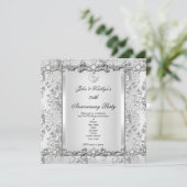Invitation Fête 25e Anniversaire Damask Diamant Blanc (Debout devant)