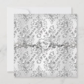 Invitation Fête 25e Anniversaire Damask Diamant Blanc (Dos)