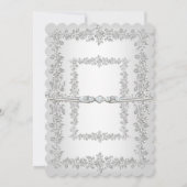 Invitation Fête 25e Anniversaire Rose Damask Silver White 2 (Dos)