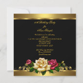Invitation Fête 50 ans Roses Rouges Crème Or (Dos)