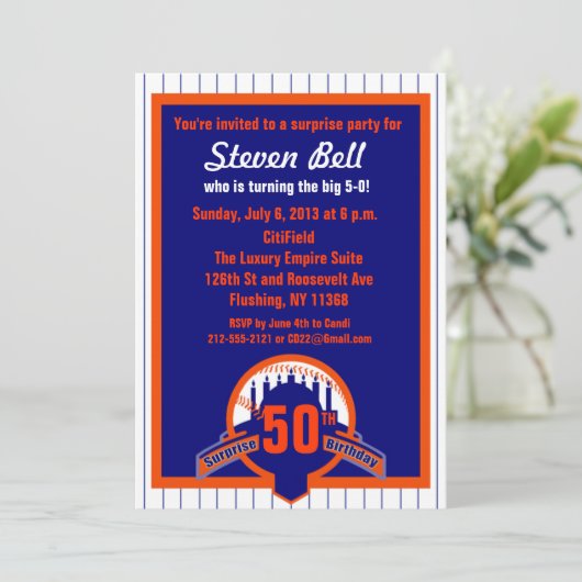 Invitation Fête 50 de fan de base-ball (Debout devant)