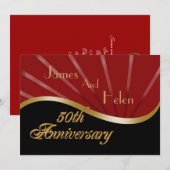 Invitation fête 50e anniversaire de mariage or rou (Devant / Derrière)