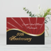 Invitation fête 50e anniversaire or rouge (Debout devant)
