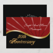 Invitation fête 50e anniversaire or rouge (Devant / Derrière)