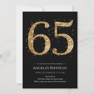 Invitation Fête 65 ans Paillettes Or