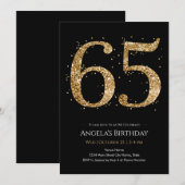 Invitation Fête 65 ans Paillettes Or (Devant / Derrière)