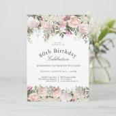 Invitation Fête 80e anniversaire des Roses roses rose féminin (Debout devant)