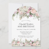 Invitation Fête 80e anniversaire des Roses roses rose féminin (Devant)
