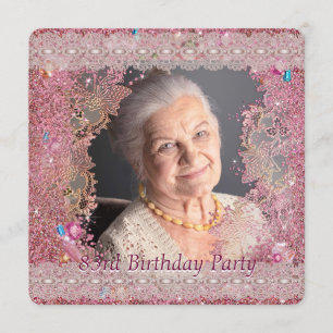 Invitation fête 83ème anniversaire femme rose pail