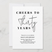 Invitation Fête à 30 ans - Élégant minimal (Devant)